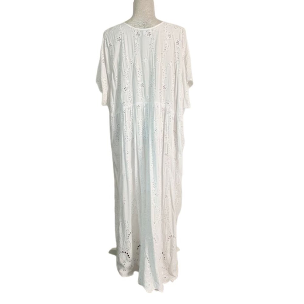 YOUNG FABULOUS AND BROKE White Eyelet Maxi Beach Cover Up Dress SMALL - Picture 10 of 15